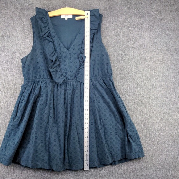 Textile Elizbeth and James Women's A-Line Eyelet Dress Blue XXXL Ruffle V-Neck - Picture 11 of 13